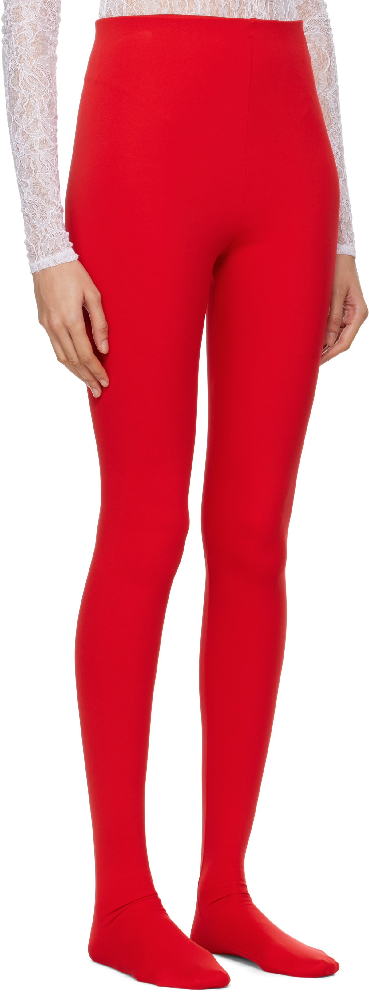 WARDROBE.NYC Red Opaque Leggings