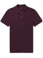 TOM FORD - Slim-Fit Garment-Dyed Cotton-Piqué Polo Shirt - Burgundy