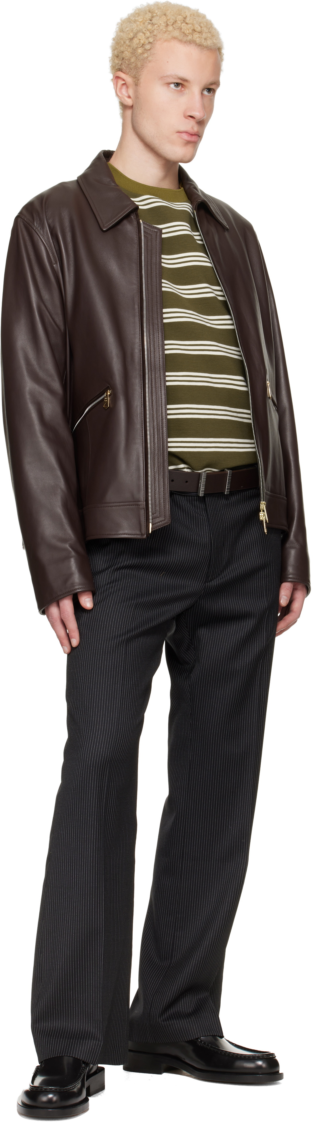 Paul Smith Brown Stripe Buckle Belt