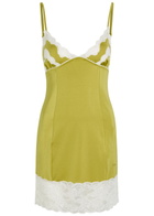 Chloe Lace-trim Stretch-satin Mini Dress Yellow