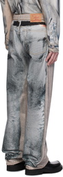 Y/Project Beige & Gray 'YP' Trompe L'oeil Jeans