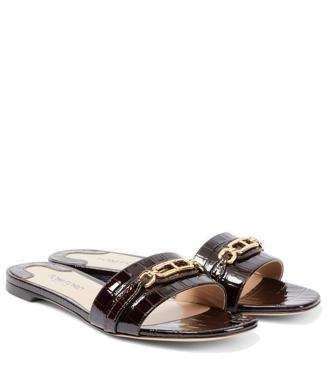 Tom Ford Embellished croc-effect slides TOM FORD
