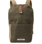 Brooks England - Dalston Small Leather-Trimmed Canvas Backpack - Army green