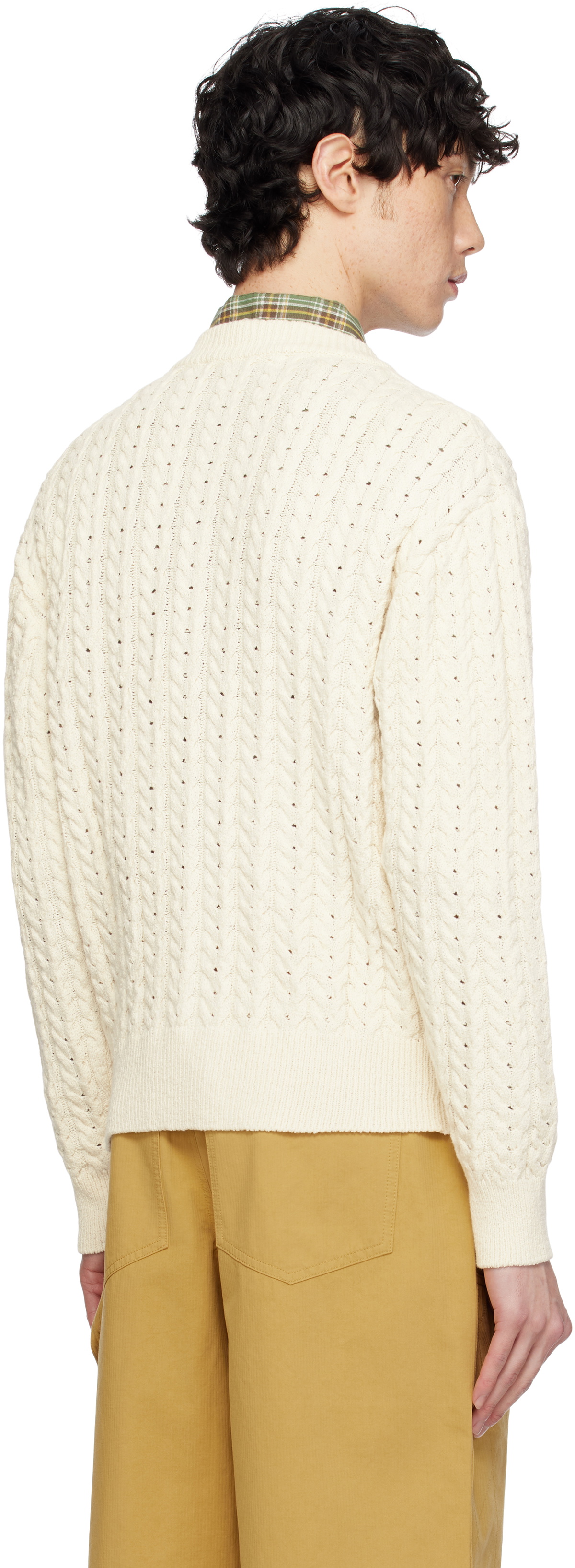 AFTER PRAY Off-White Ernest Cable Knit Cardigan