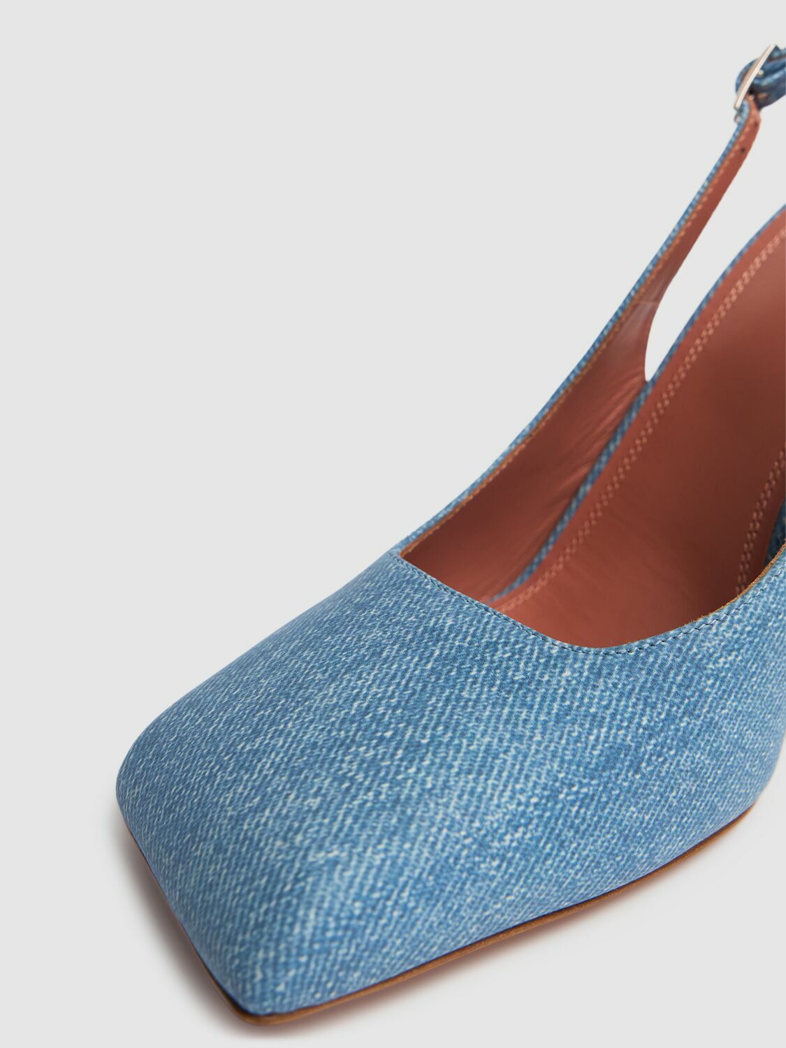 AMINA MUADDI◆Charlotte スリング スエード プリント デニム 95 AMINA MUADDI 95mm Charlotte Denim Print Slingbacks Amina Muaddi