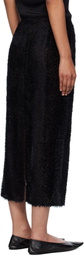 St. Agni Black Feathered Silk Midi Skirt