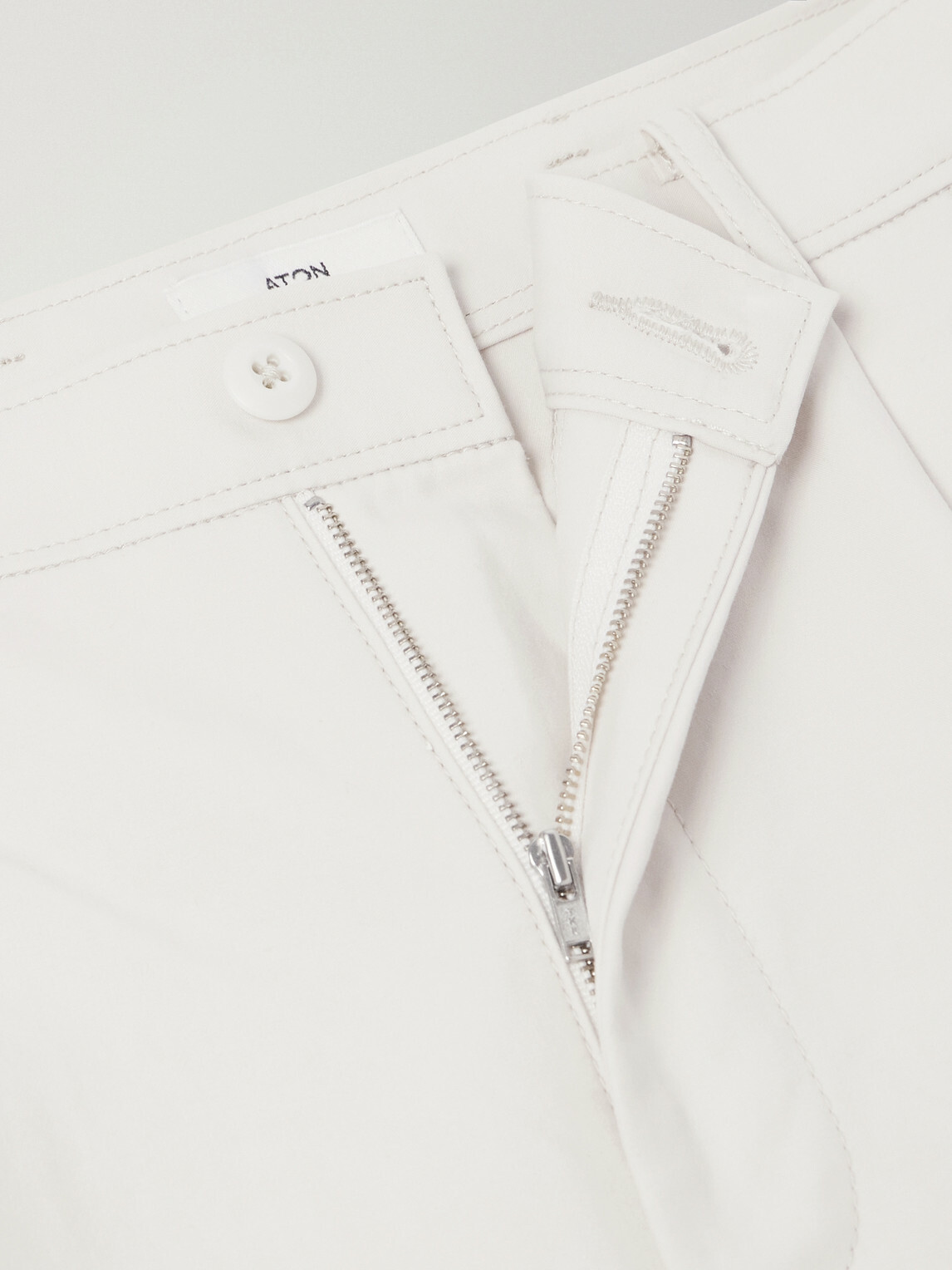 ATON - Pleated Tapered Cotton Trousers - Neutrals