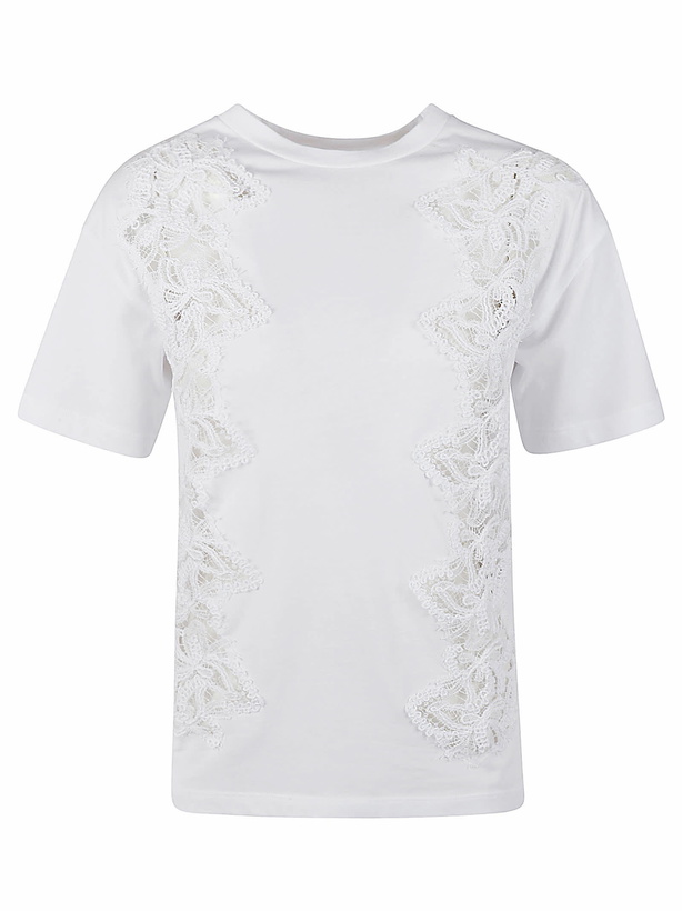 Photo: Ermanno Scervino Lace Paneled Round Neck T-shirt