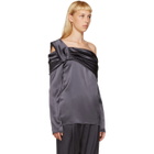 Baja East Grey Draped Satin Blouse