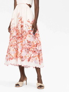 ZIMMERMANN - Floral Print Scallop Linen Midi Dress