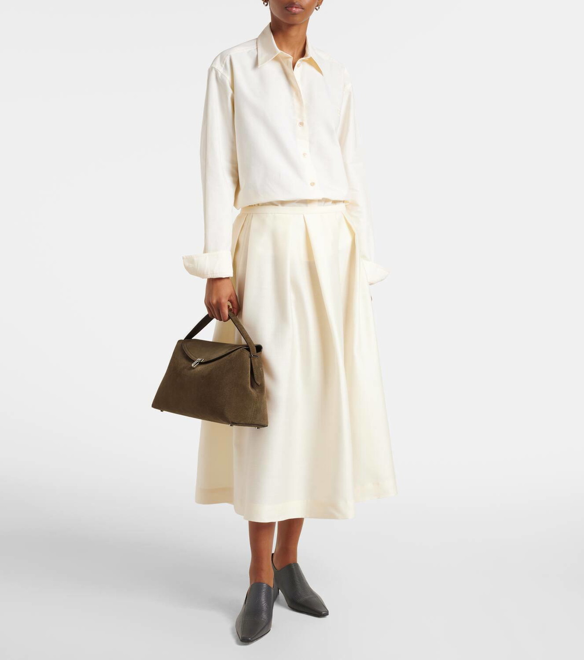 Toteme T-Lock suede tote bag