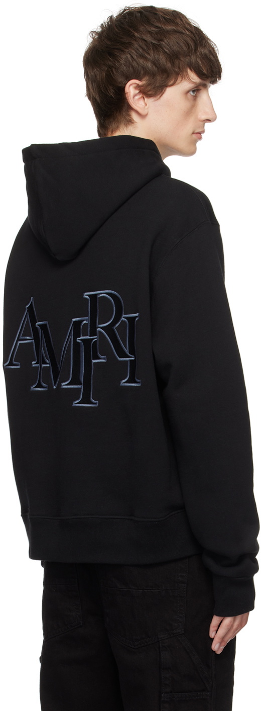 ブラック Amiri Staggered フーディ AMIRI Black Staggered Hoodie Amiri