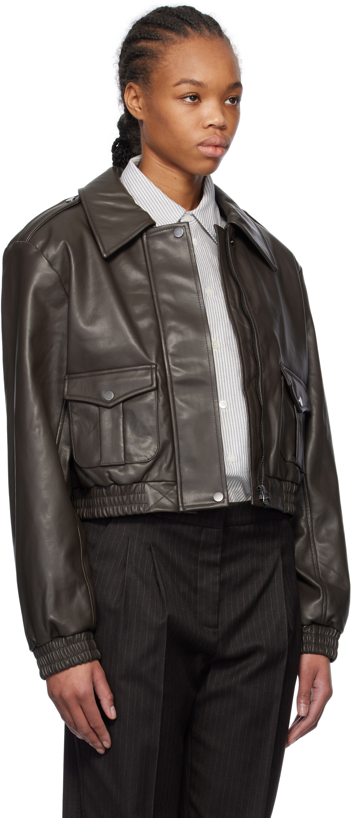 The Garment Brown Brooklyn Leather Bomber Jacket