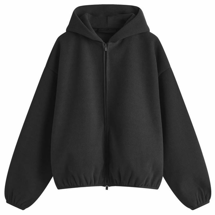 Photo: Fear of God ESSENTIALS Women's Brushed Hooded Bomber Jacket in Black