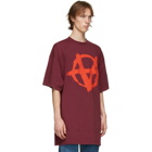 VETEMENTS Burgundy Oversized Anarchy Gothic Logo T-Shirt