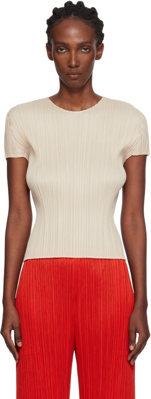 Photo: PLEATS PLEASE ISSEY MIYAKE Beige Monthly Colors July T-shirt
