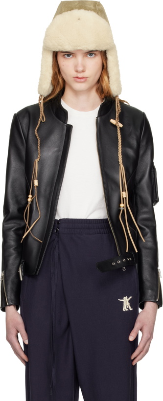 Photo: OPEN YY Black Leather Radius Motor Jacket