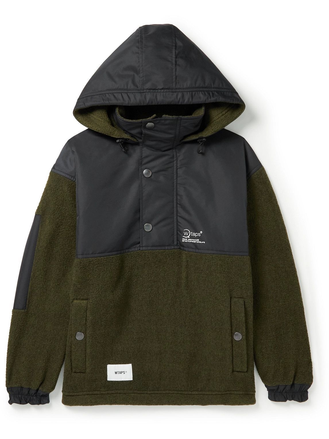 WTAPS - Eaves Logo-Embroidered Fleece and Shell Hooded Half-Zip