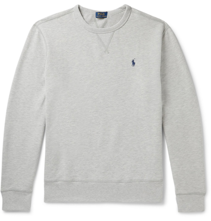 Photo: Polo Ralph Lauren - Melangé Fleece-Back Cotton-Blend Jersey Sweatshirt - Gray