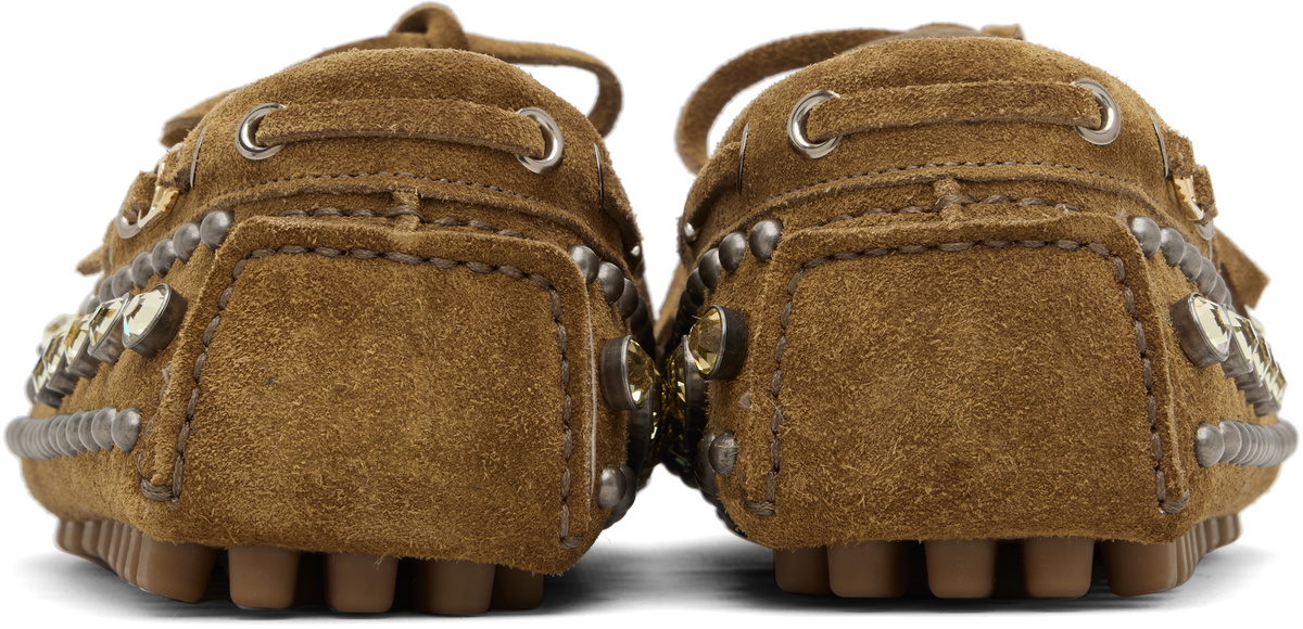Valentino Garavani Brown Mixed Studs Boat Shoes
