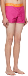 Versace Underwear Pink Greca Border Swim Shorts