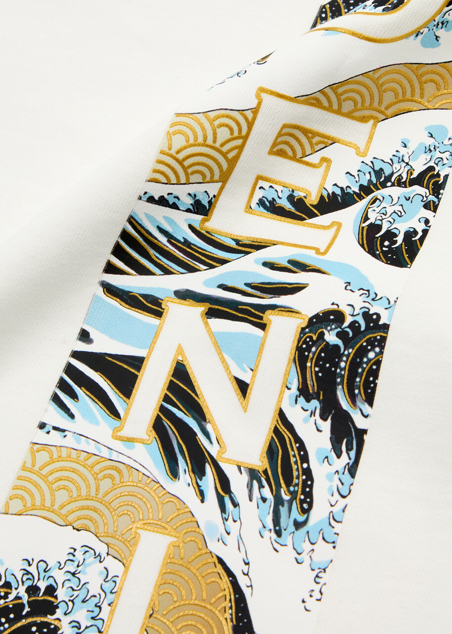 Evisu The Great Wave Daicock Printed Cotton T-shirt Off White
