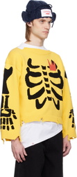 Charles Jeffrey LOVERBOY Yellow Graphic Slash Sweater