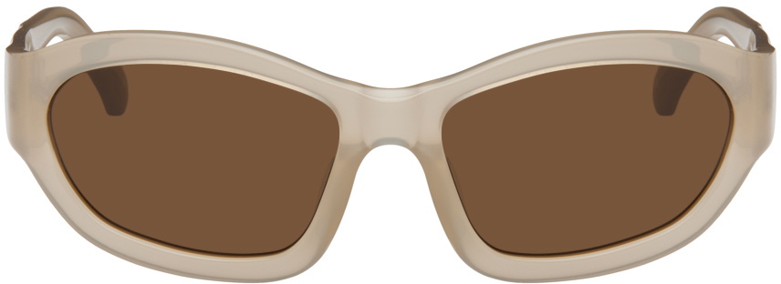Dries Van Noten Beige Linda Farrow Edition Goggle Sunglasses