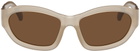Dries Van Noten Beige Linda Farrow Edition Goggle Sunglasses