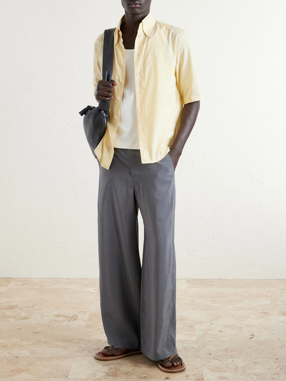 LEMAIRE - Straight-Leg Silk-Blend Trousers - Gray
