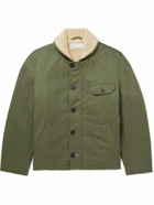 Universal Works - N1 Fleece-Lined Cotton-Twill Bomber Jacket - Green