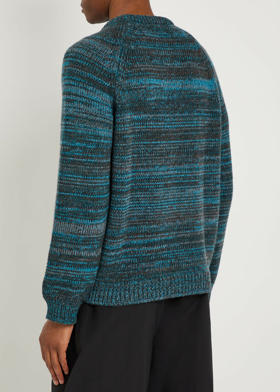 Begg & CO Kai Striped Cashmere Sweatshirt Blue