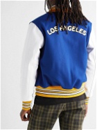 Golden Bear - Los Angeles Appliquéd Wool-Blend and Leather Varsity Jacket - Blue