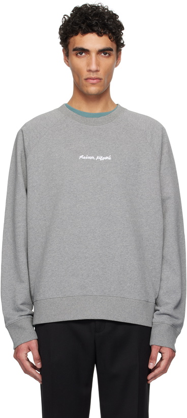 Photo: Maison Kitsuné Gray 'Maison Kitsuné' Embroidery Oversize Raglan Sweatshirt