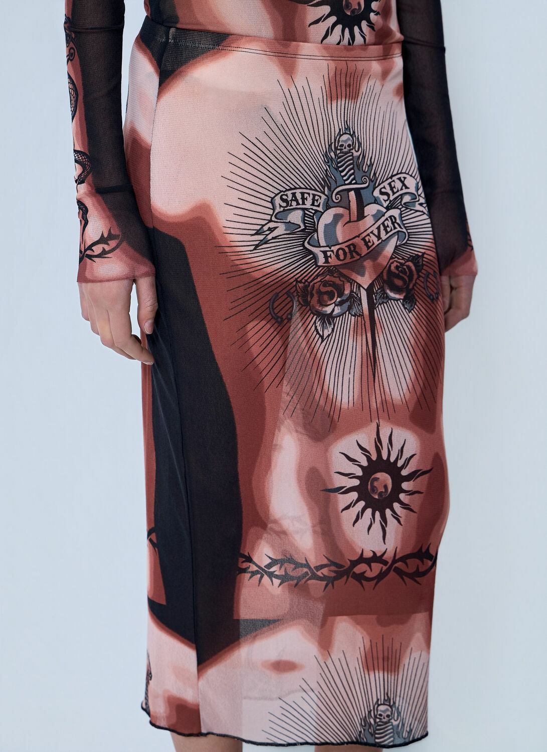 Jean Paul Gaultier Re-Edition Safe Sex Tattoo Long Skirt