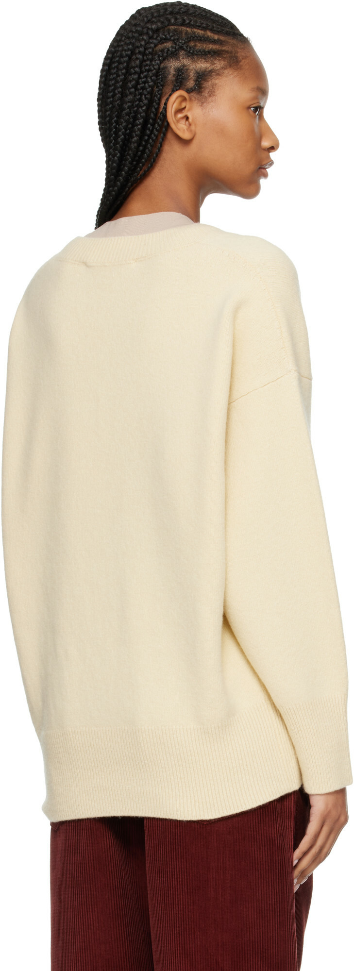 Róhe Yellow Classic V-Neck Sweater