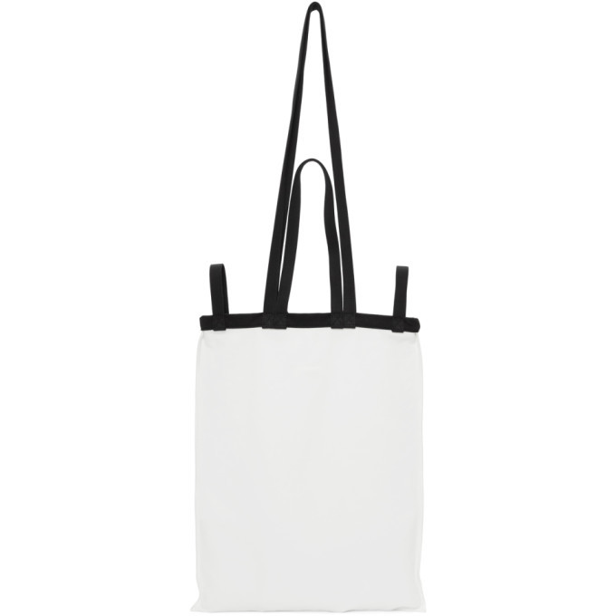 MM6 Maison Margiela White and Black Double Handle Tote Bag MM6