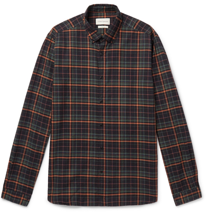 Photo: Oliver Spencer - Button-Down Collar Checked Organic Cotton-Blend Flannel Shirt - Multi