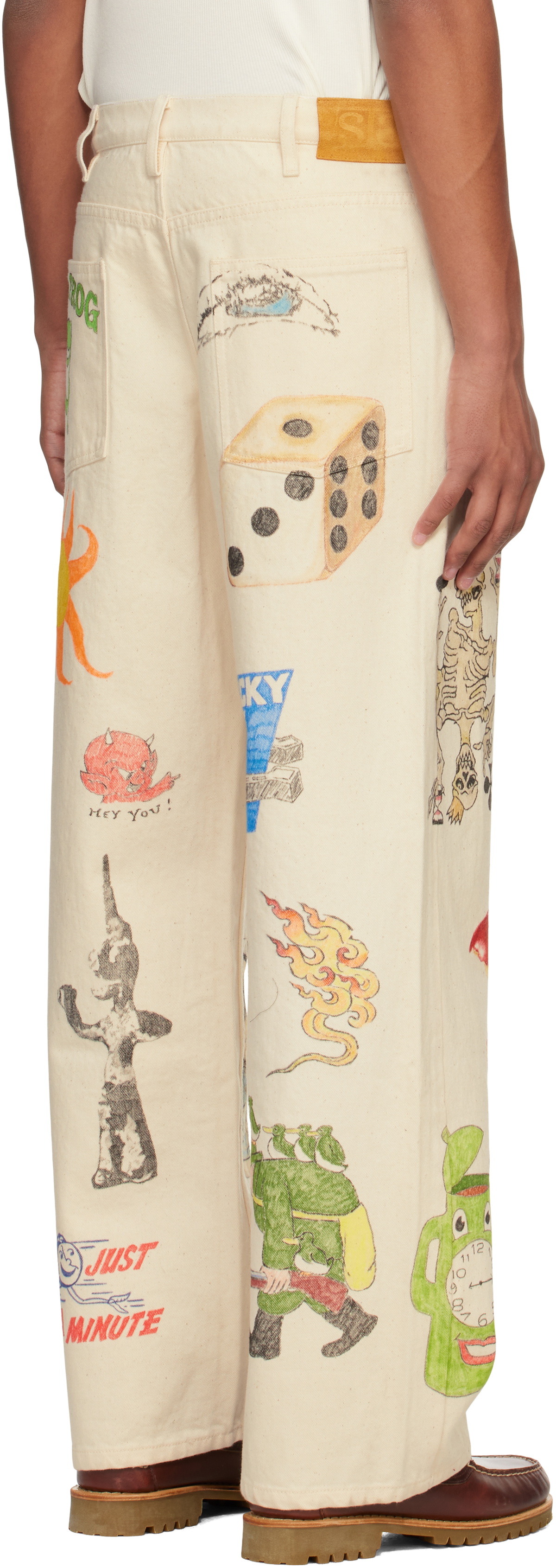 Small Talk Studio SSENSE Exclusive Off-White Hand-Drawn Jeans