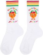 Casablanca White Kawaii Orange Socks