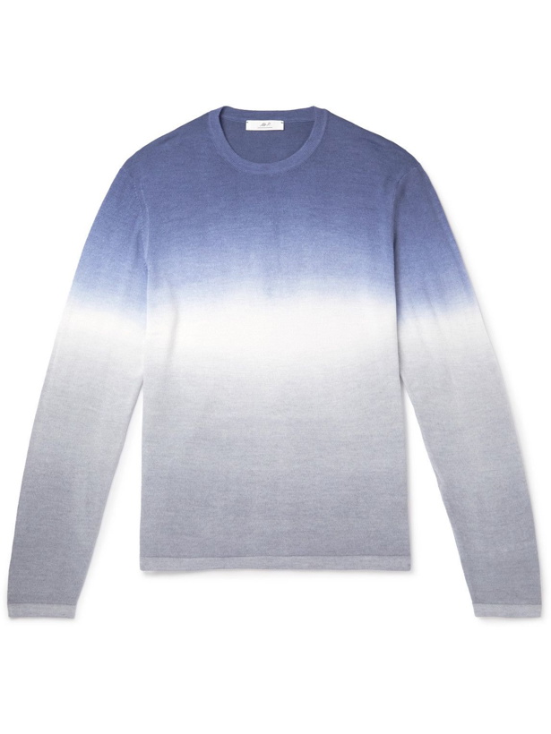 Photo: Mr P. - Knitted Garment-Dyed Merino Wool Sweater - Blue