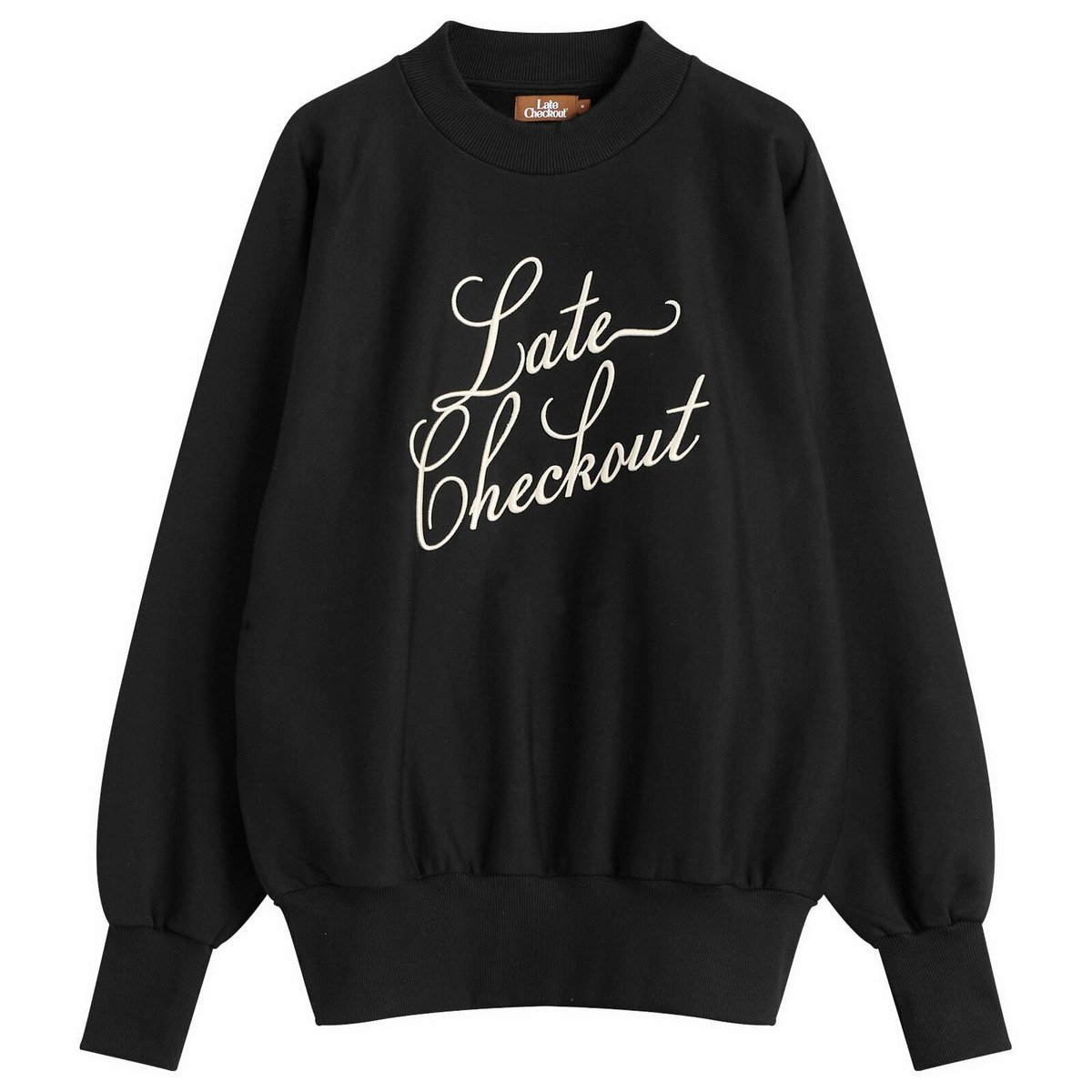 Late Checkout Men's Script Crewneck Sweatshirt in Black/White