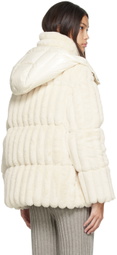Moncler White Fare Faux-Fur Down Jacket