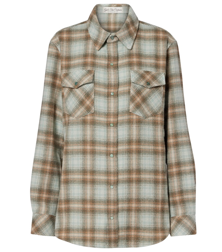 Photo: God's True Cashmere Joy Tartan cashmere shirt with emerald