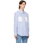 Helmut Lang Blue and White Striped Logo Shirt