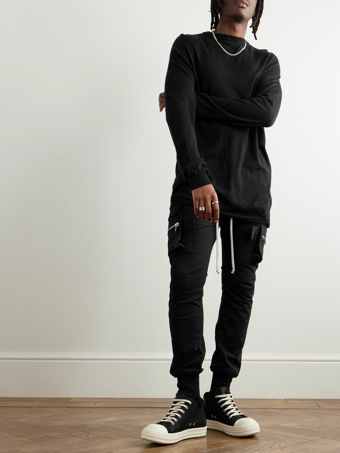 Rick Owens - Mastodon Tapered Cotton-Jersey Drawstring Cargo 