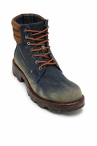 Diesel D-Hammer-Combat boots in denim and suede - Boots Womens in Blue