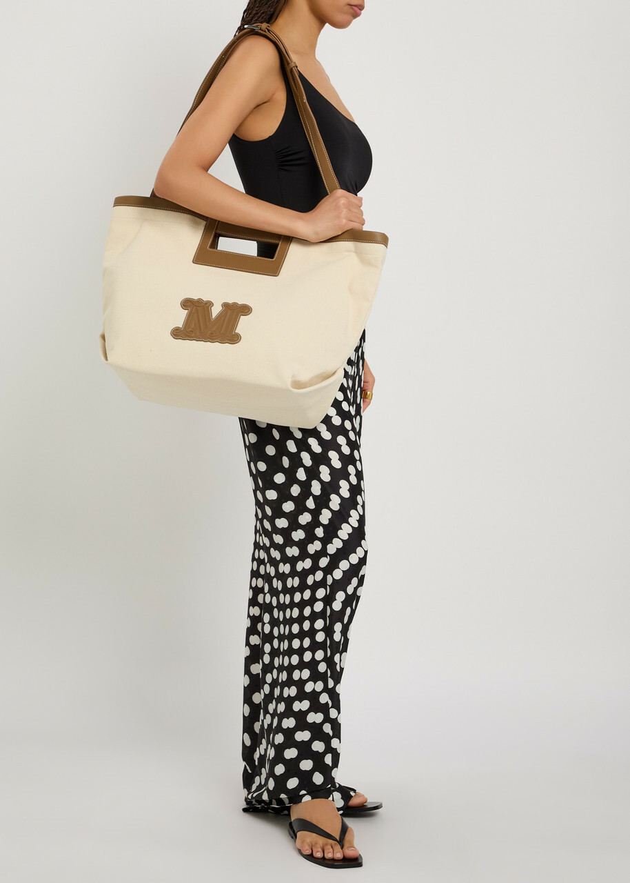 Max Mara Logo-appliquéd Canvas Tote bag - Camel - One Size