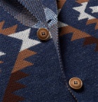 Altea - Shawl-Collar Jacquard-Knit Linen and Cotton-Blend Cardigan - Blue