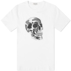 Alexander McQueen Men's Metallic Skull Print T-Shirt in White